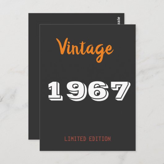 Carte postale d'anniversaire édition limitée vinta (Devant / Derrière)