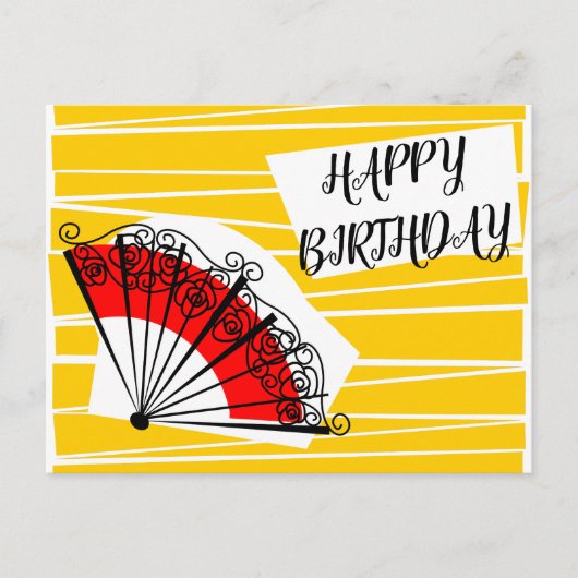 Carte postale d'anniversaire éventail espagnol en  (Devant)