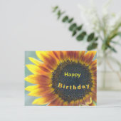 Carte postale d'anniversaire Fleur de soleil jaune (Debout devant)