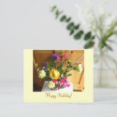 Carte postale d'anniversaire Fleurs chantantes (Debout devant)