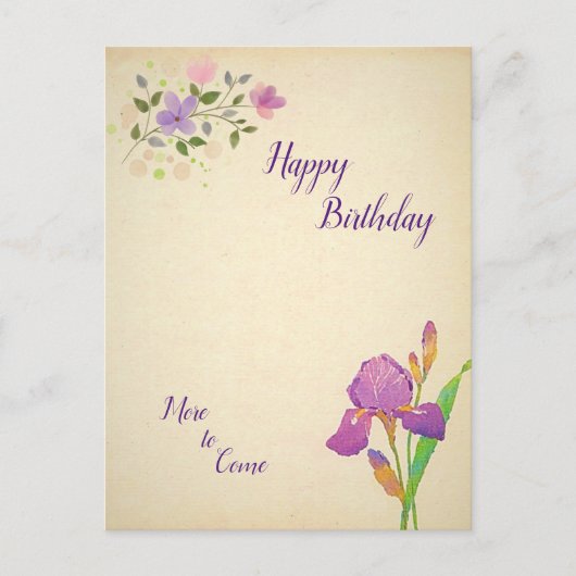 Carte postale d'anniversaire florale en papier sem (Devant)