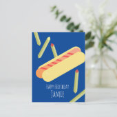 Carte postale d'anniversaire Frites et Hotdogs Nom (Debout devant)