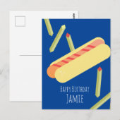 Carte postale d'anniversaire Frites et Hotdogs Nom (Devant / Derrière)