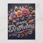 Carte postale d'anniversaire : glittre coloré (Devant)