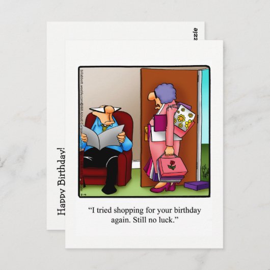 Carte postale d'anniversaire humoristique drôle (Devant / Derrière)