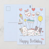 Carte postale d'anniversaire Kawaii Joyeux (Devant / Derrière)