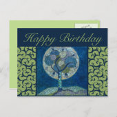 carte postale d'anniversaire - lune en peinture de (Devant / Derrière)