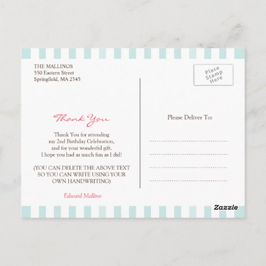 Carte postale d'anniversaire Merci (Dos)