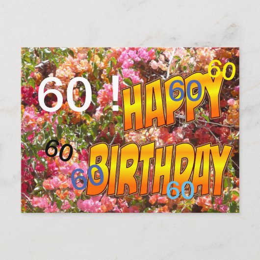 Carte postale d'anniversaire modèle âge Bougainvil (Devant)