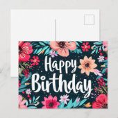 carte postale d'anniversaire multicolore avec cart (Devant / Derrière)