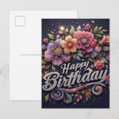 Carte postale d'anniversaire : paillettes colorées (Devant / Derrière)