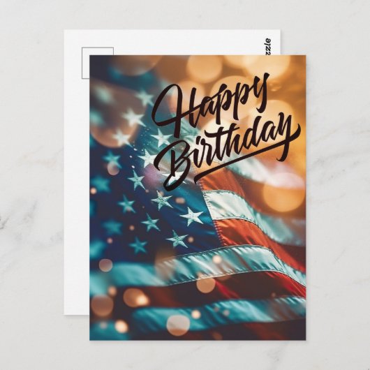 Carte postale d'anniversaire patriotique (Devant / Derrière)