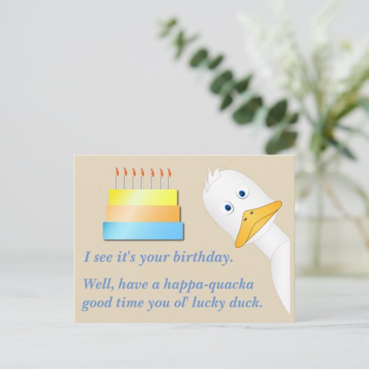 Carte postale d'anniversaire Peeking Duck (Debout devant)