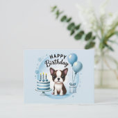 Carte postale d'anniversaire pour Boston Terrier m (Debout devant)
