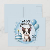 Carte postale d'anniversaire pour Boston Terrier m (Devant / Derrière)