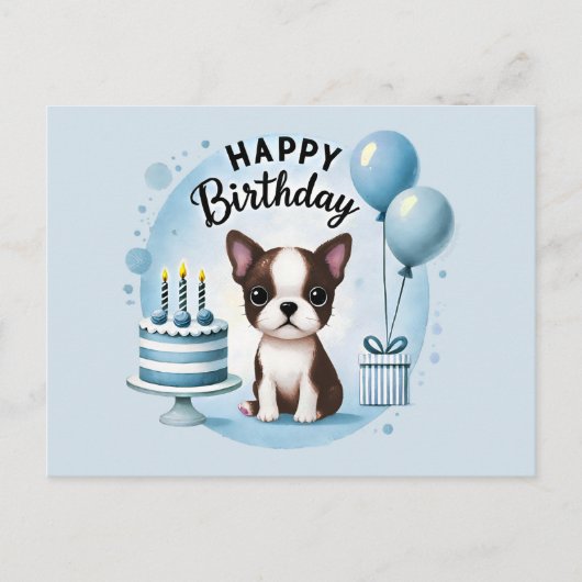 Carte postale d'anniversaire pour Boston Terrier m (Devant)