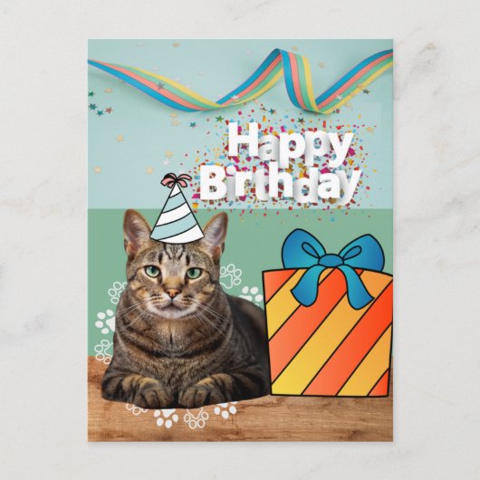 Carte postale d'anniversaire pour chat (Devant)