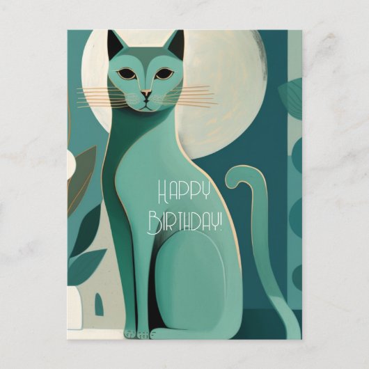 Carte postale d'anniversaire pour chat de milieu d (Devant)