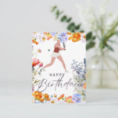 Carte postale d'anniversaire pour joueuse de tenni (Debout devant)