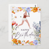 Carte postale d'anniversaire pour joueuse de tenni (Devant / Derrière)