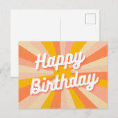 Carte postale d'anniversaire rétro colorée joyeuse (Devant / Derrière)