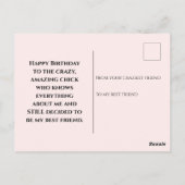 Carte postale d'anniversaire rose (Dos)