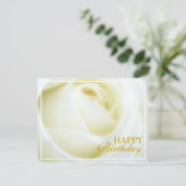 Carte postale d'anniversaire Rose Blanche Heureuse (Debout devant)