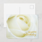 Carte postale d'anniversaire Rose Blanche Heureuse (Devant / Derrière)