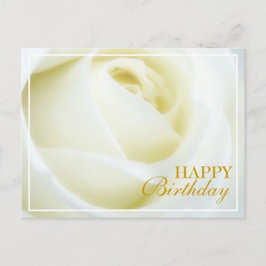 Carte postale d'anniversaire Rose Blanche Heureuse (Devant)