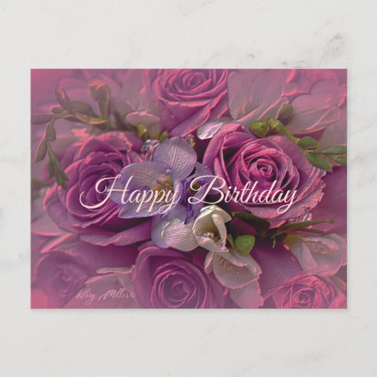 Carte postale d'anniversaire Rose Pourpre (Devant)