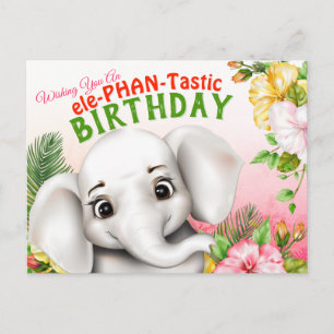 Carte postale d'anniversaire Safari Éléphant