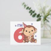 Carte postale d'anniversaire singe six ans pour en (Debout devant)