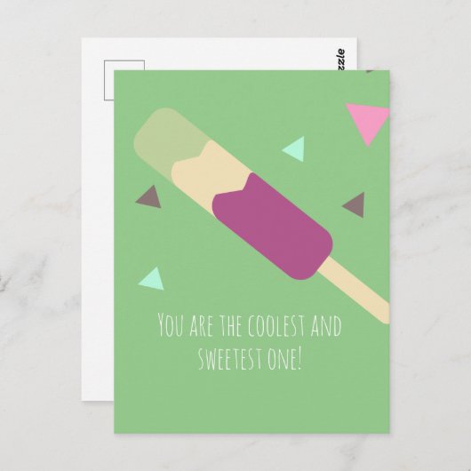 Carte postale d'anniversaire sucrée glace (Devant / Derrière)