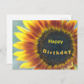 Carte postale d'anniversaire tournesol jaune orang (Devant / Derrière)