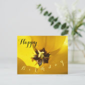 Carte postale d'anniversaire Tulipe jaune en gros  (Debout devant)