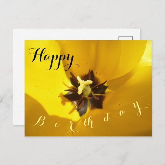 Carte postale d'anniversaire Tulipe jaune en gros  (Devant / Derrière)
