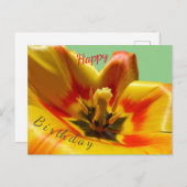 Carte postale d'anniversaire Tulipe Orange Jaune (Devant / Derrière)