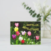 Carte postale d'anniversaire Tulipes Colorées Joye (Debout devant)
