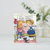 Carte postale d'anniversaire vintage (Debout devant)