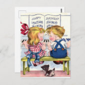 Carte postale d'anniversaire vintage (Devant / Derrière)