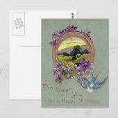 Carte postale d'anniversaire vintage (Devant / Derrière)