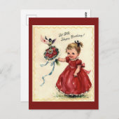 Carte postale d'anniversaire vintage (Devant / Derrière)