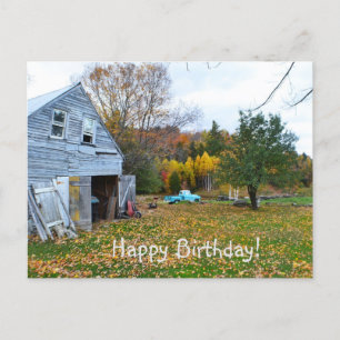 Carte postale d'anniversaire vintage Blue Truck et