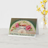 Carte postale d'anniversaire vintage cygne envoyée (Fleur jaune)