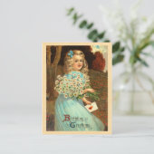 Carte postale d'anniversaire vintage fille (Debout devant)