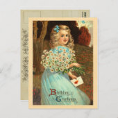 Carte postale d'anniversaire vintage fille (Devant / Derrière)