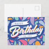 Carte postale d'anniversaire Vive & Colorée (Devant / Derrière)