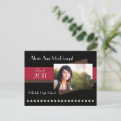 Carte postale d'annonce à rayures grasses (rouge) (Debout devant)