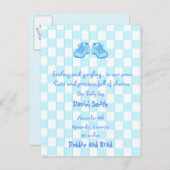 carte postale d'annonce de bébé - bleue (Devant / Derrière)