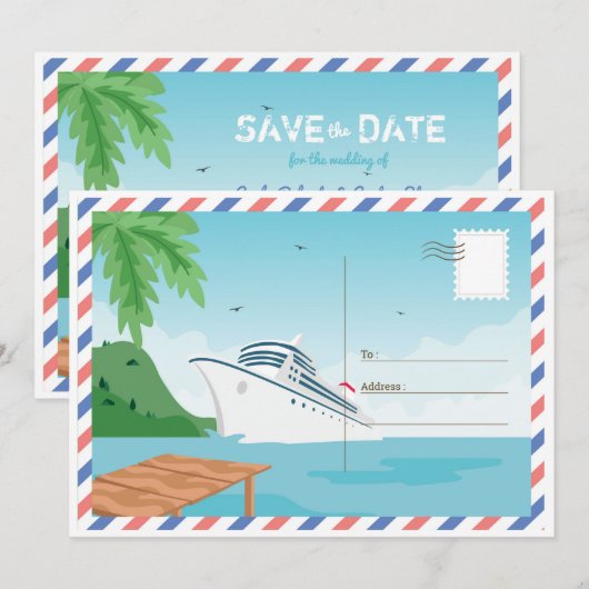 Carte postale d'annonce de croisière "Save the Dat (Devant / Derrière)